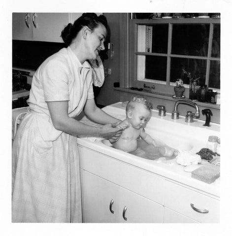 1950s woman and baby