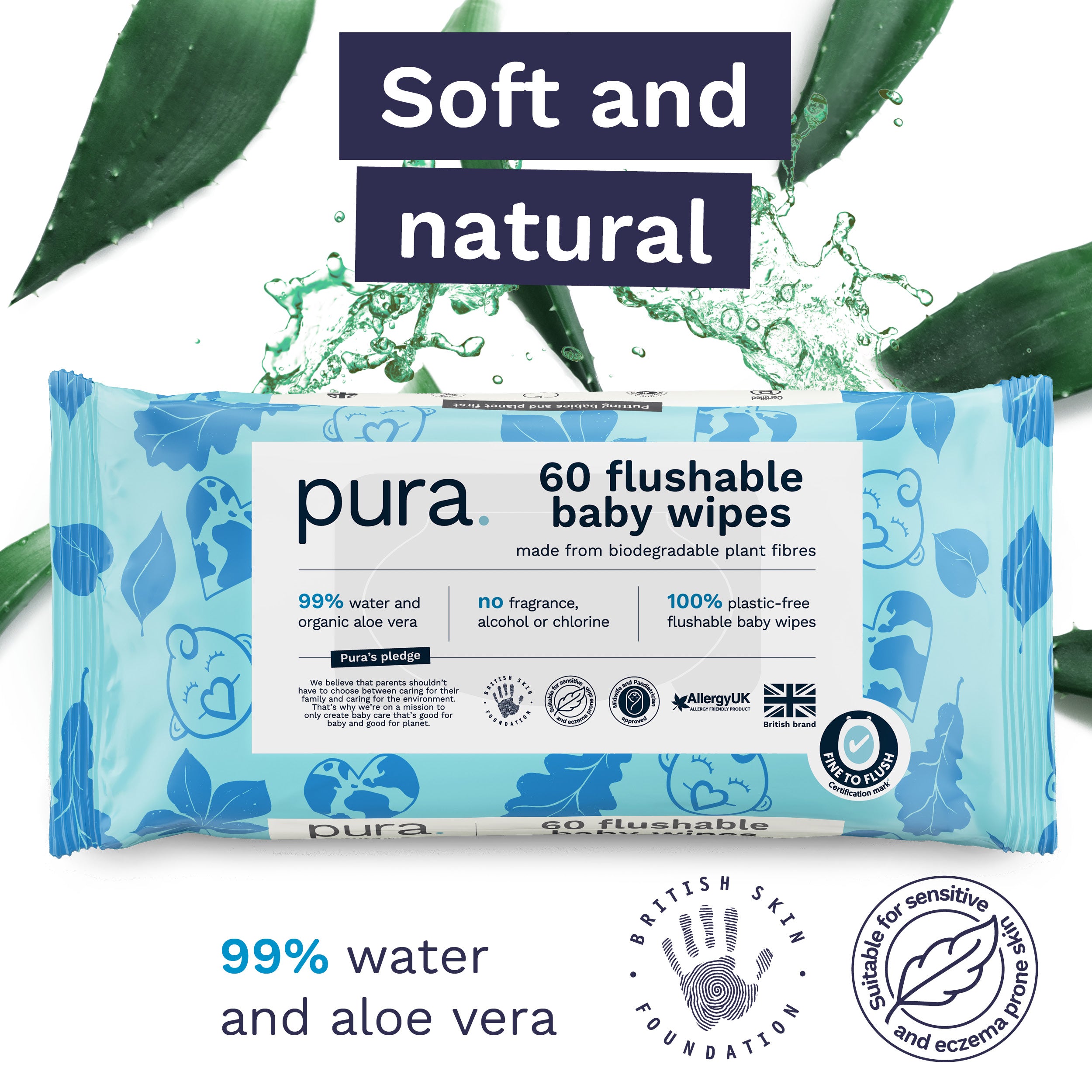Flushable baby wipes