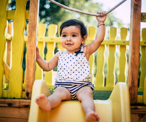 Baby playing outside